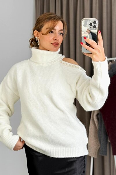 Raneel Kazançlı Alışveriş Women's Turtleneck Shoulder Detail Knitwear Sweater...