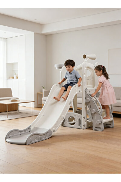 Yoawllty Kids Slide, featuring a telescope and basketball hoop, for indoor an...