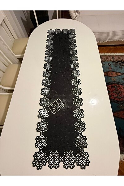 EHA LAZER Μαύρο Με γκλίτερ Işıl Işıl Floral Stylish Τραβέρσα - Σουπλά - Τραπε...