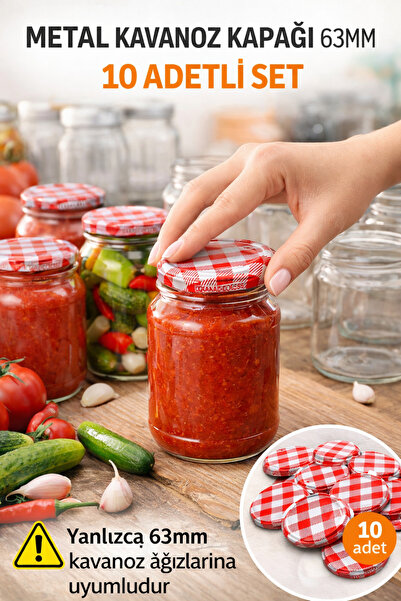 Binbirreyon طقم أغطية برطمانات معدنية 10 قطع، غطاء لحفظ المخلل والطعام المعلب...