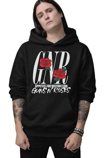 Fuddy Moda Unisex Guns N Roses Gnr Printed Hooded Sweatshirt, Oversized Rock ...