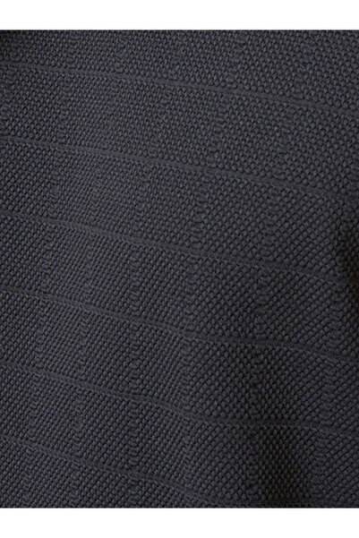 STATUS QUO Textured Regular Fit Round Neck Charcoal T-shirt