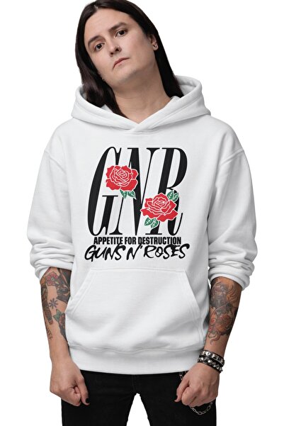 Fuddy Moda سويت شيرت للجنسين من Guns N Roses GNR مطبوع بغطاء رأس، هودي كبير ا...