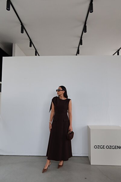 Özge Özgenç Ornamental Pocketed Dress with Binding Detail