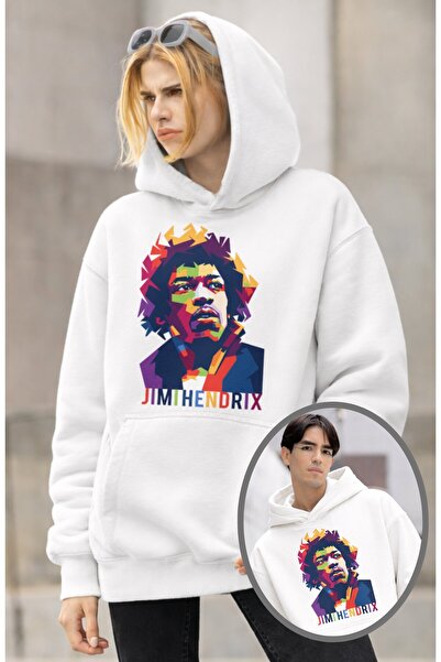 Fuddy Moda Ουνισέξ oversized Τζίμι Χέντριξ με τύπωμα με κουκούλα Φούτερ