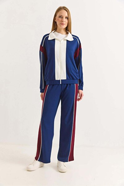 Raneel Kazançlı Alışveriş Women's Paneled zippered Modal set navy