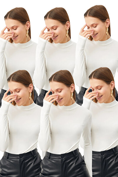 Ladima Women's 6-Piece White Finger Detailed Bodysuit