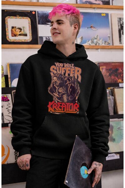 Fuddy Moda Hanorac unisex Kreator You Will Suffer cu imprimeu cu glugă, Hanor...