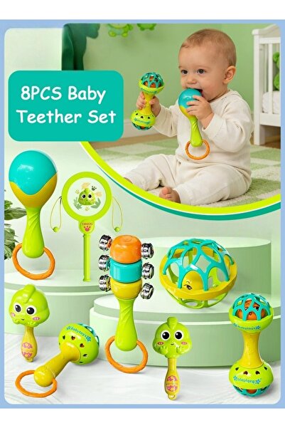 Generic مجموعة ألعاب تسنين الأطفال (8 قطع)، ألعاب خشخيشة للأطفال - حواف ناعمة...