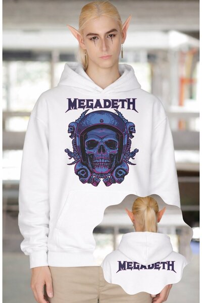 Fuddy Moda Hanorac unisex Megadeth Ense cu imprimeu cu glugă, hanorac cu tema...