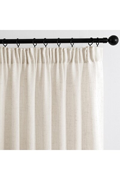 MIULEE Perdele cu aspect de in, bandă cu volane semi-transparentă set de 2 pe...