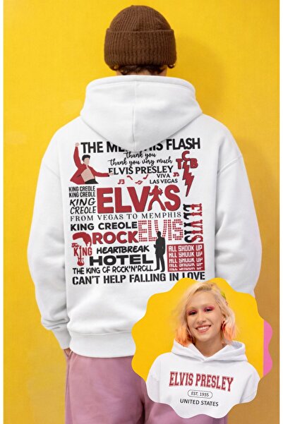 Fuddy Moda Ουνισέξ oversized Φούτερ Έλβις Πρίσλεϊ με τύπωμα με κουκούλα