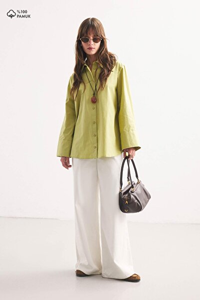 Hooopstore Cămașă verde măsliniu cu manșete groase