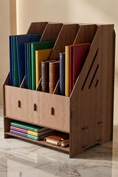 StarLightning Desk Organizer Organizer Document Rack Desktop Organizer Walnut...