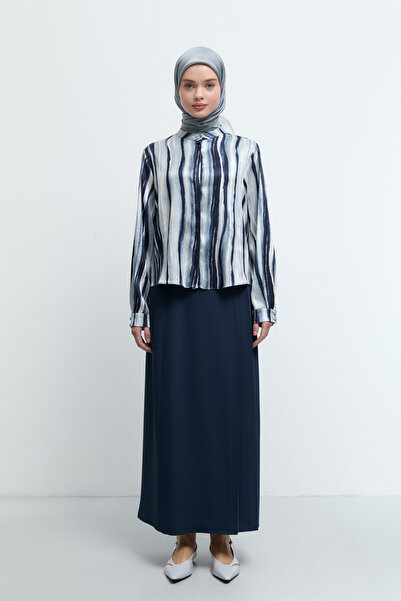 Tuğba Gizli Pat Detaylı Gömlek - Lacivert