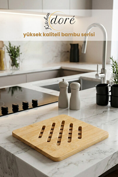 KitchenDORE Bamboo Square Coasters Set of Non-Slip Sole Modern Design