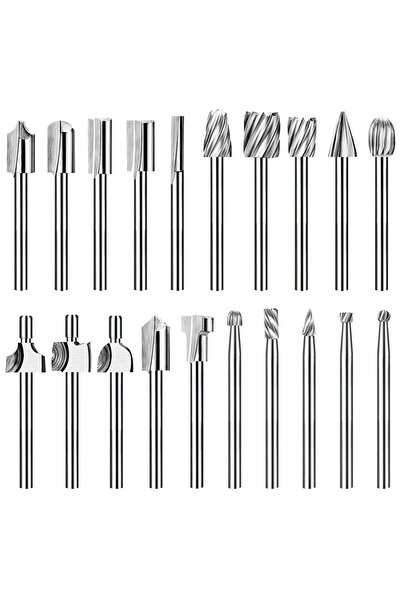 Choice 20pcs Wood Carving Bits Engraving Router Bit, 20pcs HSS Different Rota...