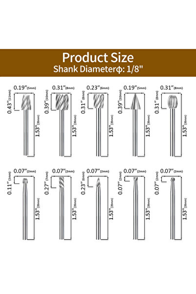 Choice1 مجموعة من 10 قطع من رؤوس نقش الكربيد عالية السرعة (HSS) الفضية، و10 ق...