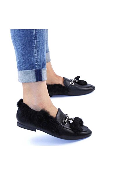 mm Mocasini de dama cu accesoriu metalic HY-6613-BLACK