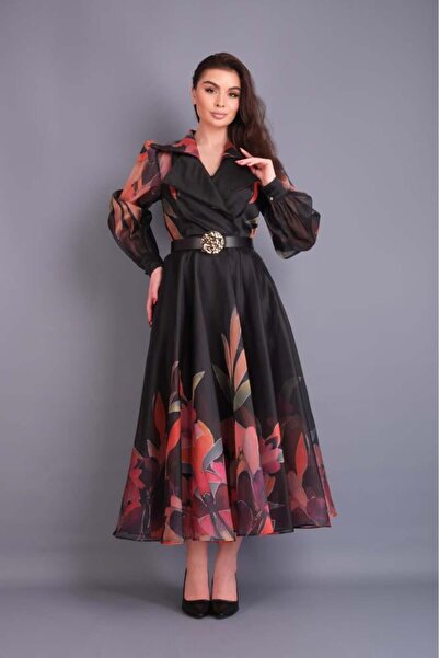 Generic فستان اسود مشجر