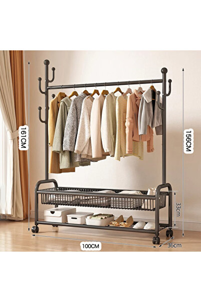 Sumkyle رف ملابس بعجلات، رف ملابس متحرك، رفوف ملابس معدنية قائمة، رفوف تخزين