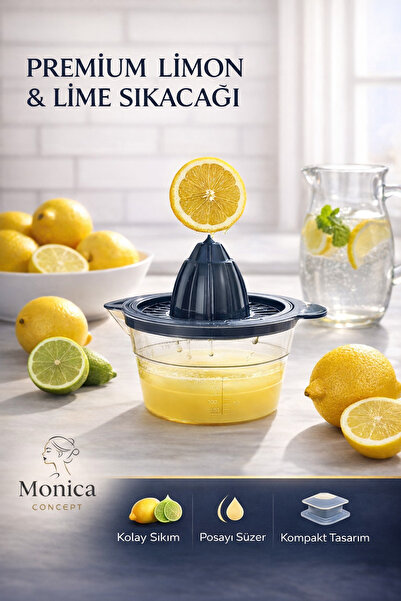 Monica Concept عصارة ليمون وليم بال يدوية بلاستيكية فاخرة مع وعاء ومرشح