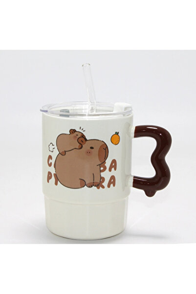 Livenda Cute Capybara Capybara Figured Porcelain Mug with Lid Alk5040
