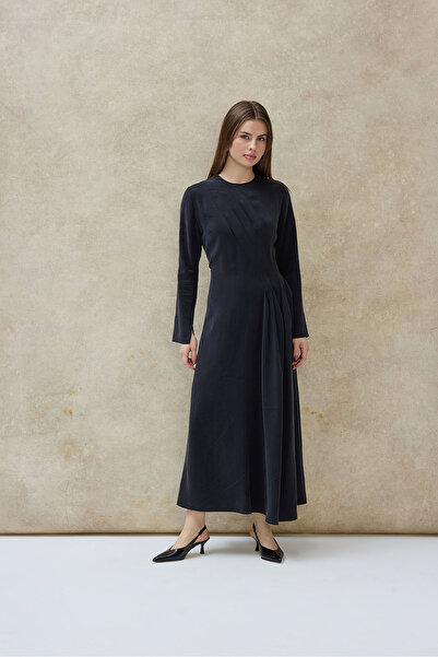 Birgül Bektaş Black Verev Pleated Detailed Dress