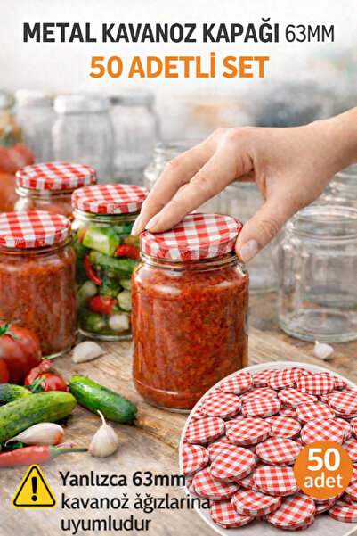Binbirreyon 50 قطعة من أغطية البرطمانات المعدنية مقاس 63 مم، غطاء معدني للمعل...