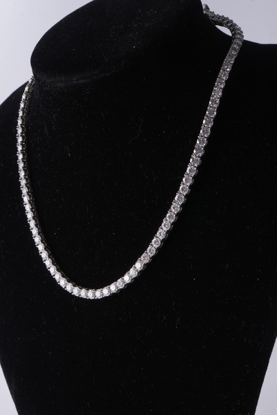 Aksesuaring 3mm 14,00 Ct Mozanet Taşlı Suyolu Gümüş Kolye