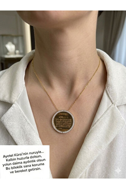 LUXENYA DESİGN قلادة نسائية من الفولاذ المقاوم للصدأ 316L مزينة بحجر الزركون ...