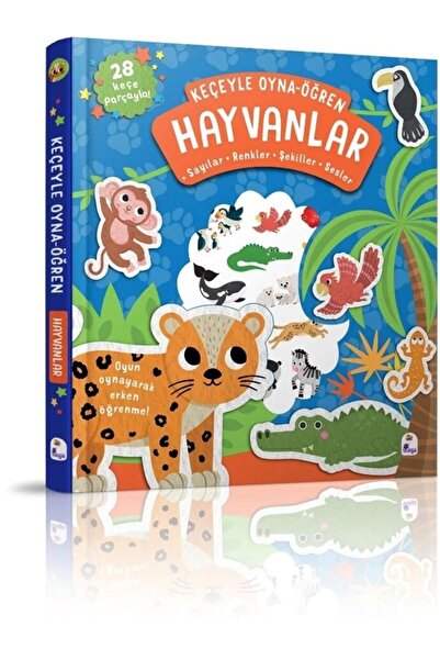 İndigo Kitap Keçeyle Oyna - Öğren Hayvanlar (Ciltli)