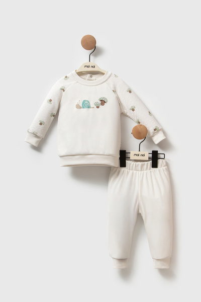 Moi Noi Premium Snail and Mushroom Themed Double Set - Ecru