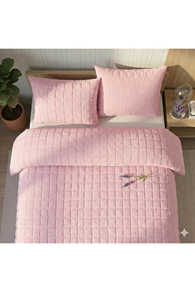 HALLEY HOME Çift Kişilik Lüks Kadife Yatak Örtüsü PEMBE