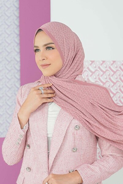 Buttonscarves شال بيمو المطوي - لون وردي رمادي