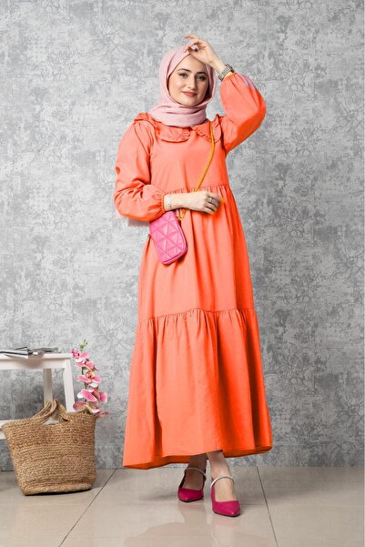 Sevitli Peter Pan collar Dress-Orange