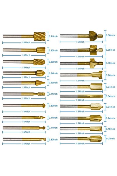 Choice3 Light Grey 10Pcs HSS Router Carbide Engraving Bits & 10Pcs Router Bit...