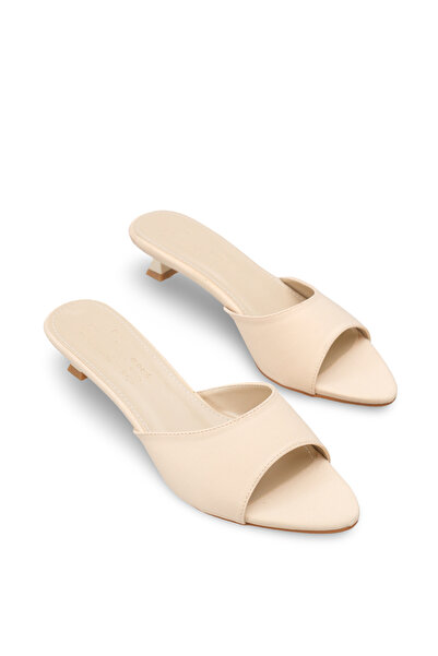 Riccon Γυναικείο Λεπτό τακούνι u T Παντόφλες 001251 Ματ Μπεζ