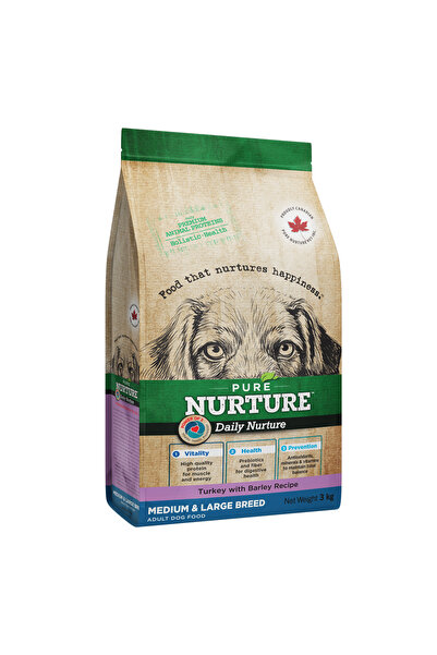 Pure Nurture Hrana pentru caini de talie medie si mare Pure Nurture, cu orz s...