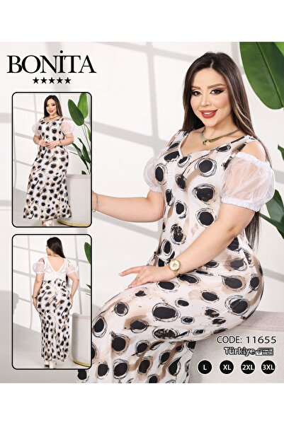 BONİTA FASHİON Chiffon Balloon Sleeves - V-Neck Black and White De Patterned ...