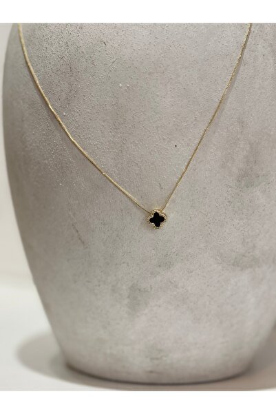 BLANC JEWELRY VİP Siyah Yonca Detaylı Kolye (50cm)