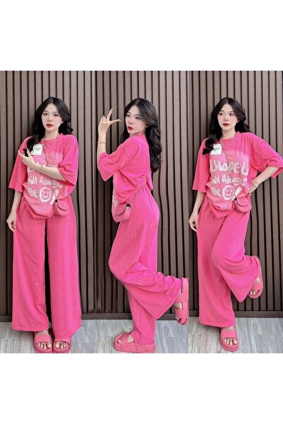 FASHION Latest RelaxFit Graphic Tee & Wide-Leg Lounge Set for Women