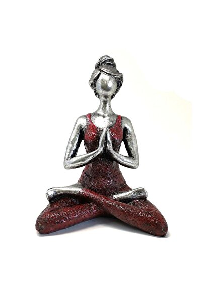Namaruna Statuie Doamnă Yoga - Argint - Burgundie 24 cm