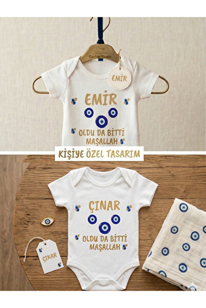 EGGBABY İsme Özel Kişiselleştirilebilir Sünnet Mevlüt Bebek Zıbını %100 Pamuk...