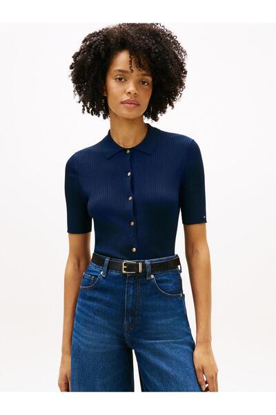 Tommy Hilfiger RAYON RIB SLIM POLO SS SWT
