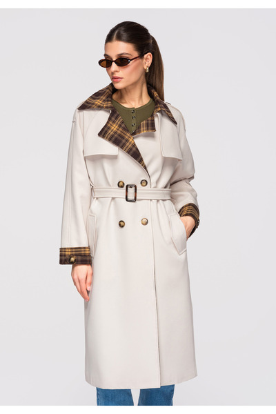 OMBRE Damen Trenchcoat Übergangsjacke OW-COLC-0113 Creme