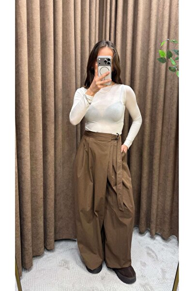 Maysa بنطلون باراشوت بحزام بني