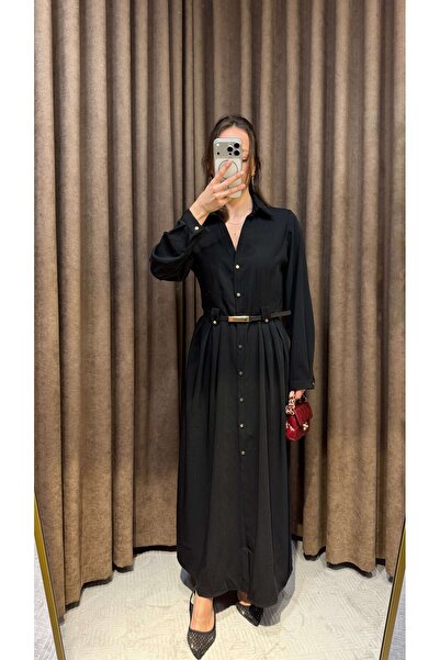 Maysa Premium K Crepe Fabric K Belt İ Dress-Black