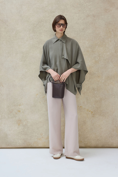 Birgül Bektaş Khaki Vexa Trench Shirt with Cape Detail