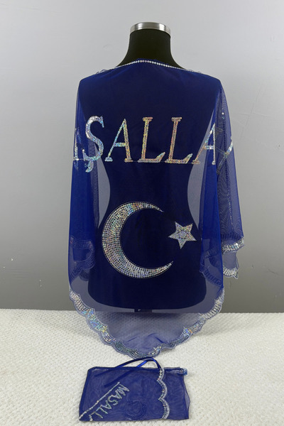 AZREN STORE Mavi Pullu Ayyıldızlı Maşallah Örtü Mevlid Töreni Sünnet Omuz Ört...
